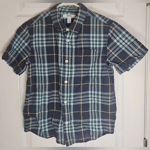 Boy's Plaid Short Sleeved Buttondown.  Size Medium Husky.